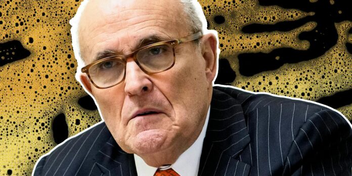 Rudy Giuliani over abstract background