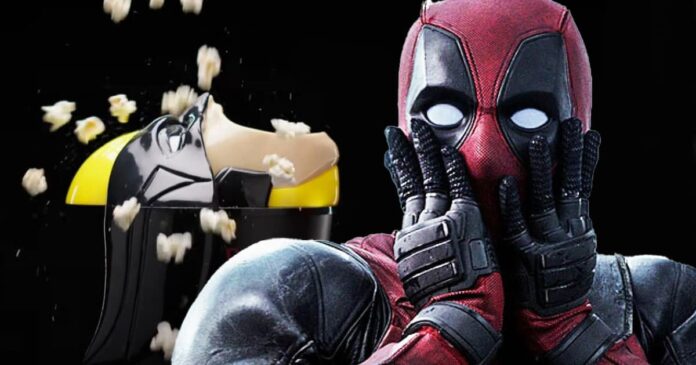 Logan opens wide for a Deadpool & Wolverine popcorn bucket that puts the Dune sandworm to shame