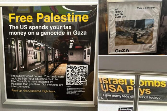 Mystery anti-Israeli ads continue to pop up on NYC subway trains
