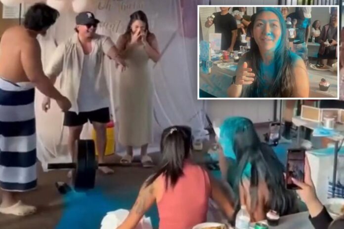 Partygoer blasted in the face during friend’s gender reveal in hilarious viral clip: ‘Took it like a champ’