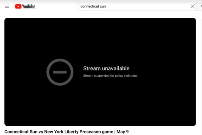Sun unable to stream preseason game vs. Liberty on YouTube