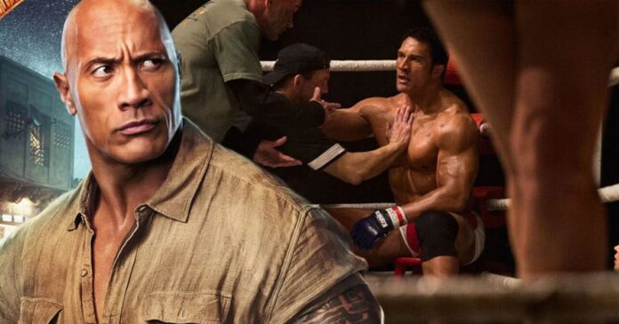Dwayne Johnson embraces the pain after injuring his right elbow on the set of The Smashing Machine