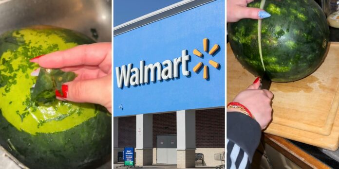 ‘What’s going on?’: Customer rinses watermelon from Walmart. It ends up looking like this