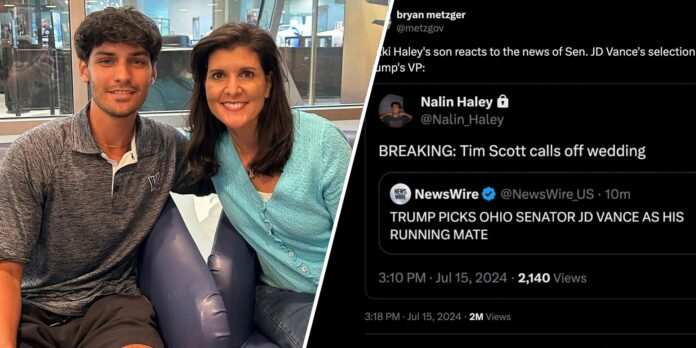 Nikki Haley’s son jabs Tim Scott’s engagement after Vance picked as Trump’s VP