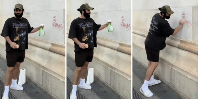 TikTok repeatedly deleted a video of creator cleaning up ‘I heart Hamas’ graffiti