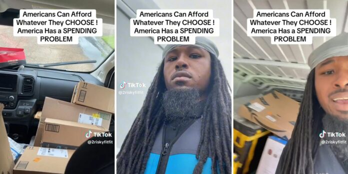 ‘I have nowhere to sit’: Amazon worker says America ‘has a spending problem’ after packages overfill his delivery van