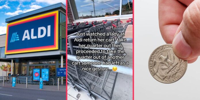 ‘I make $1.00 every time I go to Aldi’: Aldi customer slams shopper for taking leftover quarters out of shopping carts, leaving viewers divided