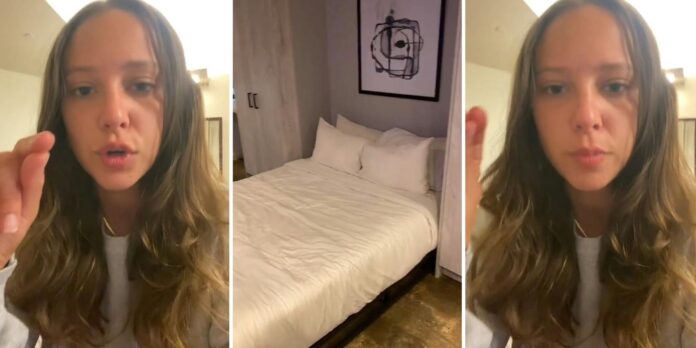 ‘Something tells me there’s a secret entrance behind the mirror’: Woman issues warning against Philadelphia hotel after discovering mysterious holes in the wall