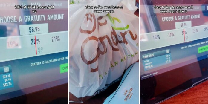 ‘What’s with these calculators?’: Olive Garden customer notices something unusual when she tries to leave a 20% tip