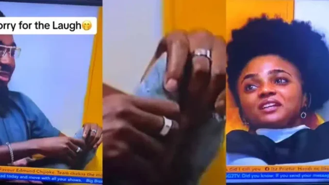 BBNaija Season 9 Toby Forge caught on camera gently massaging.webp