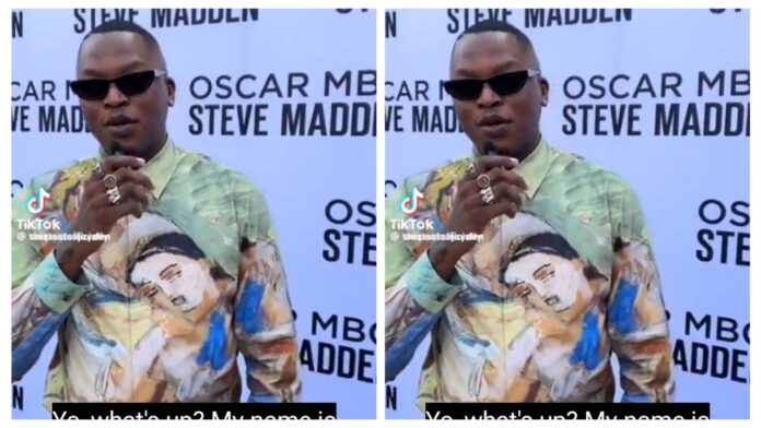 MBIYAO VIDEO: “My name is Oscar Mbyo” – Oscar Mbo said his name is pronounced as M.B.O while on red carpet at Steve Madden show