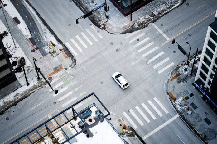 Car at a Minneapolis intersection.