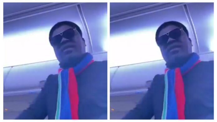 SONG VIDEO: Ngizwe Mchunu quarreling with female flight attendant while chanting Zulu traditional slogan at King Shaka International Airport in Durban