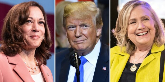 Trump’s graphic dig at Harris and Clinton’s political careers accidentally predicts he’ll lose in 2024