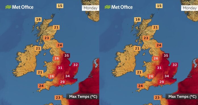 UK residents urged to sleep downstairs as heatwave hits 34°C