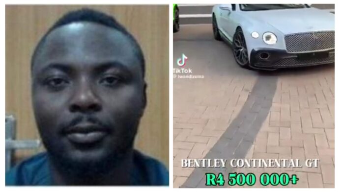 VIDEO: Nigerian man, Oluwasegun Opaogun Akinola, wanted for scam by EFCC seen driving R4.5M Bentley Continental GT in South Africa