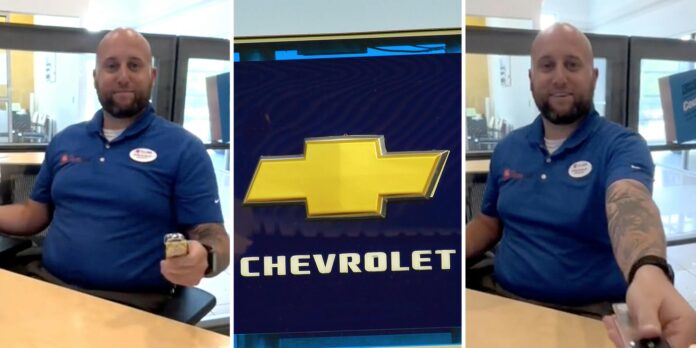 ‘One last question before you leave’: Car salesman shows buyer a tip tablet right after she gets up with keys to her new Chevrolet