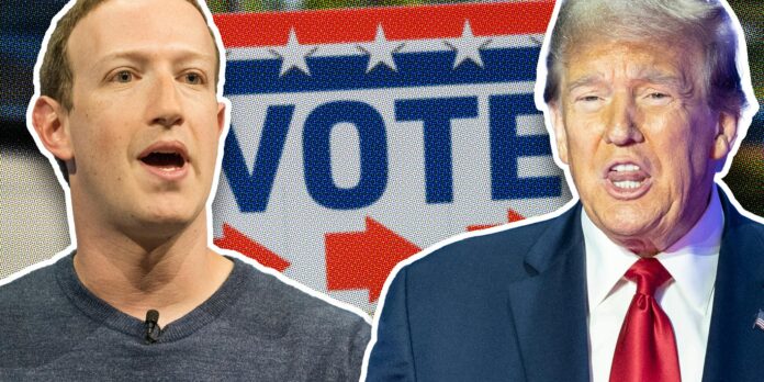 Donald Trump and Mark Zuckerberg over voting sign