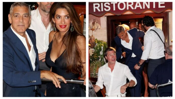 PHOTO: Brad Pitt and George Clooney with partners spotted at Ristorante Da Ivo in Venice