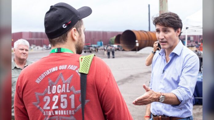 PHOTO: Canadians believe Jeff Ballingall, conservative staffer, is the one getting snotty with Justin Trudeau at Algoma steel in Sault Ste. Marie