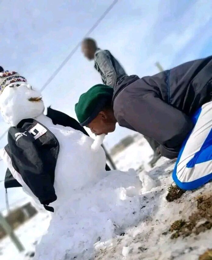 PHOTO: Shock as South African guy gave blowjob to snowman in viral leaked snowjob picture at N3 Toll Route along Van Reenen in Montrose