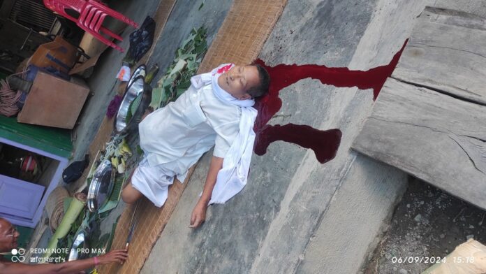 PHOTO: Shri Rajkumar Rabei Singh murdered by Kuki terrorists with shrapnel rocket at Moirang Manipur while performing Meitei Hindu Puja