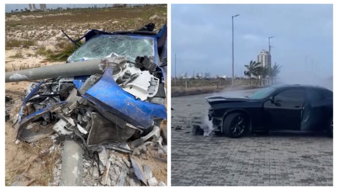 TRAMMANIA VIDEO: Nigerian sports car driver, ALEKEWUMU JOSHUA OPEYEMI, dropped his account number as he owe N400M in debt over damage as Corvette Stingray 2022 crashed into a Dodge Challenger during failed race competition