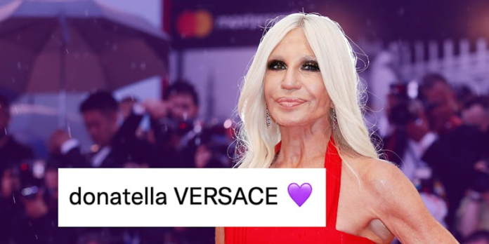 The ‘donatella VERSACE 💜’ purple heart meme returns