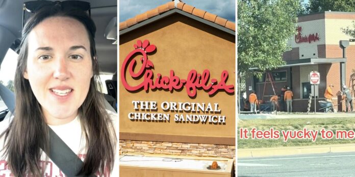 ‘It feels hypocritical’: Woman calls out Chick-fil-A for having construction workers do manual labor on a Sunday