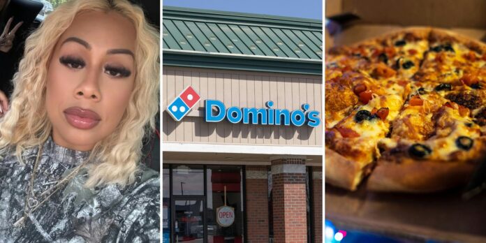 ‘They lied to you’: Domino’s customer finds something unexpected on her boneless wings and pizza. The workers tell her it’s cornmeal