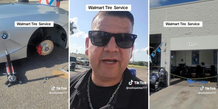 ‘While I was waiting I changed the wipers’: BMW driver takes his car to Walmart for flat tire service. It backfires