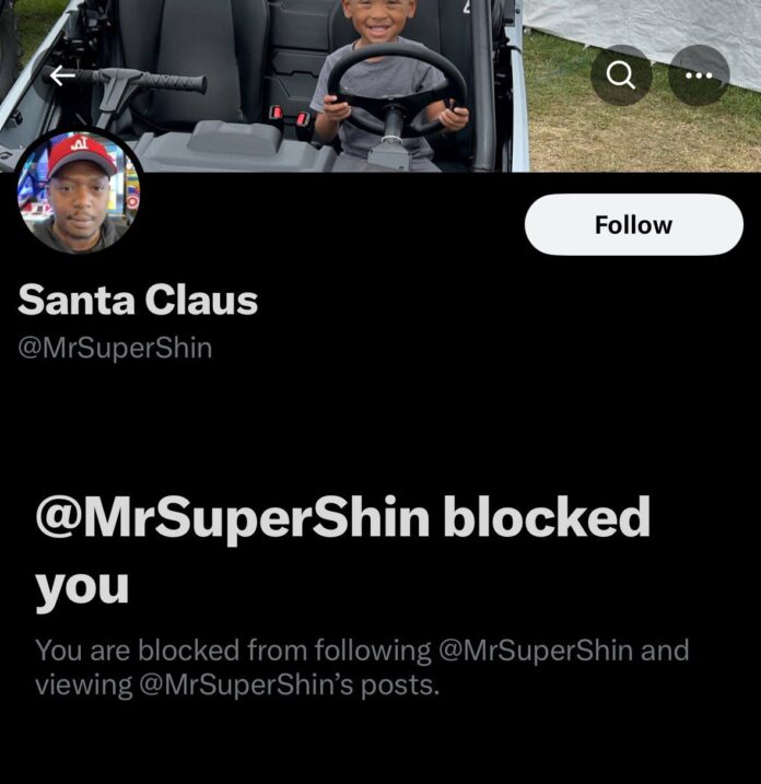 BLOCKCHAIN PHOTO: MrSuperShin has blocked everyone known as Twitter users who followed his opp, 285 Slim, as he owe child support with ex-wife