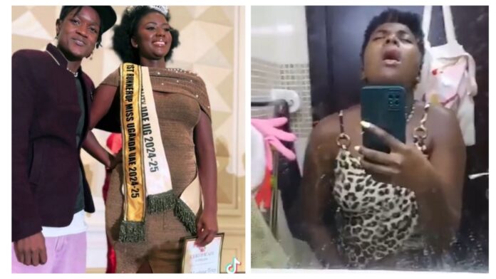 VIDEO: Miss Uganda UAE, Mwebaza Trizy, screaming Dimio while masturbating as she is seen fingering her pussy in the mirror in leaked viral nude