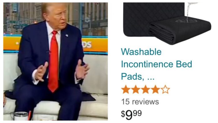 PHOTO: Journalist claims Donald Trump was sitting on $9.99 Washable Incontinence Bed pads during interview on Fox