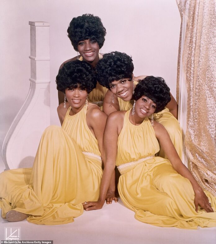 Clockwise from bottom left: Myrna Smith, Sylvia Shemwell, Estelle Brown and Cissy Houston of the singing group The Sweet Inspirations pose for a portrait in New York City circa 1967