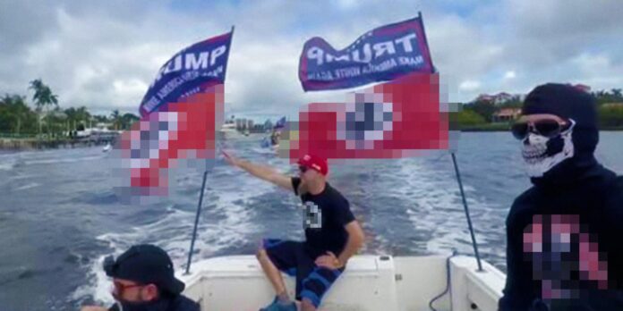 MAGA boat parade features neo-Nazis waving swastikas, Trump 2024 flags