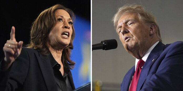 FILE PHOTO: US Vice President Kamala Harris in Milwaukee, Wisconsin, USA August 20, 2024 and former US President Donald Trump in Bedminster, New Jersey, USA, August 15, 2024 are seen in a combination of file photos. REUTERS/Marco Bello, Jeenah Moon/File Photo