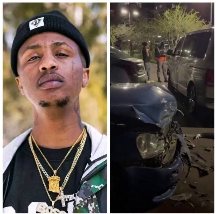 VIDEO: Drunk rapper, Emtee, crashed into a car at Precinct Luxury Apartments parking lot in Midrand