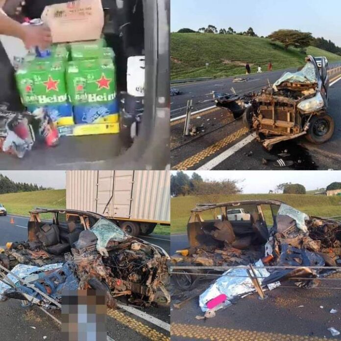 VIDEO: Moment showed 8 KZN high school pupils drinking Heineken can beer before they got burnt alive in tragic accident in Mandeni, N2 road