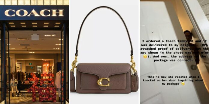 ‘Hello 911’: Woman’s $370 Coach Tabby 20 bag gets delivered to her neighbor’s apartment. She refuses to give it back