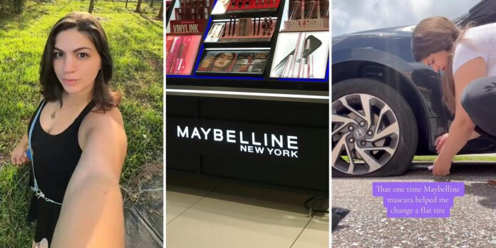 ‘Is this what they mean by Infallible!!’: Honda driver uses Maybelline mascara to change flat tire. Does it work?