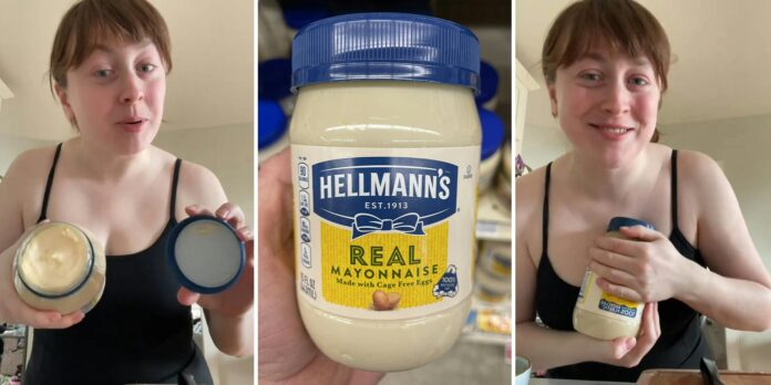 ‘What is going on here?’: Woman gets to the bottom of Hellmann’s mayo jar. She can’t believe what she finds